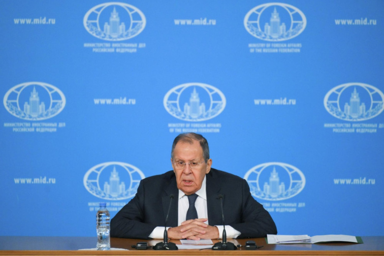 Министр иностранных дел РФ Сергей Лавров выступает на пресс-конференции по итогам деятельности российской дипломатии в 2025 году