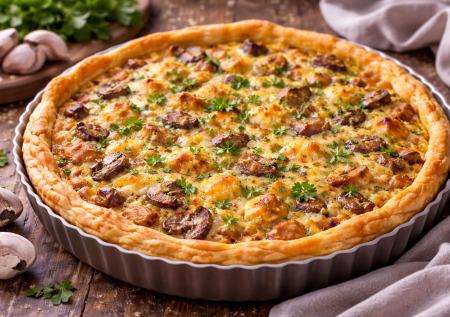 Если завалялась пачка теста — пеку быстрый киш: невероятная вкуснятина с курицей и грибами