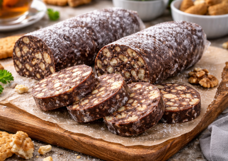 «Чайная колбаска» по старому рецепту: печенье, масло, какао и немного времени