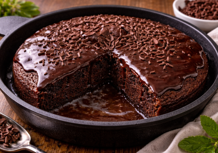 Беру по 50 г масла и какао: пеку пирог на сковороде за 20 минут — десерт-выручалка