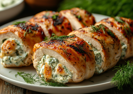Забудьте про сухую куриную грудку! Готовлю рулетики с творогом, сыром и зеленью. Сначала жарю, потом — в духовку