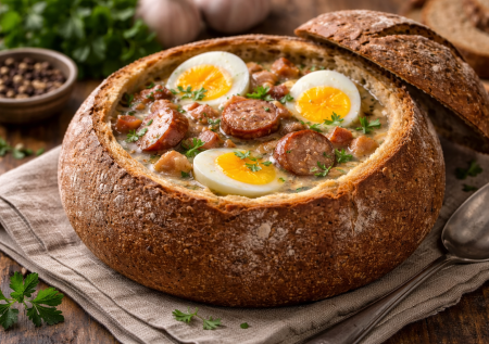 Не просто суп: польский журек в хлебе — простой рецепт для зимнего обеда