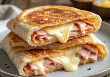 Для тех, кто проспал: конвертики «Ветчина-сыр» в лаваше. Два в одном — вкусный завтрак и перекус