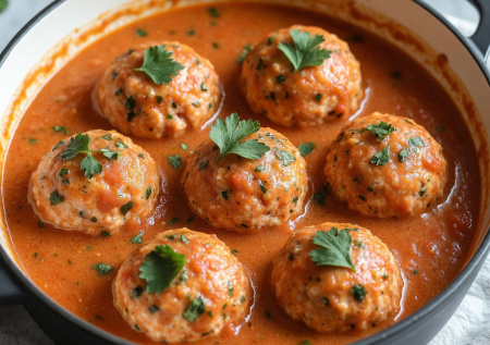 Надоели рыбные котлеты? Делаю нежные тефтели из горбуши в томатно-сметанном соусе — сытный ужин в одном сотейнике