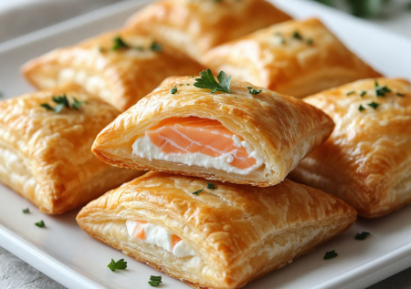 Пикантная изюминка стола: мини-конвертики с горбушей и творожным сыром. Идеальная пара на завтрак или перекус