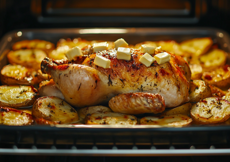 Сочный цыпленок с сумасшедшей корочкой: готовим в духовке сразу с гарниром — сытный ужин на семью