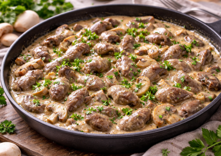 Куриные сердечки делаю так — съедают подчистую: простой рецепт с шампиньонами