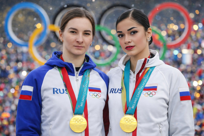 Российские спортсменки Дарья Непряева и Аделия Петросян в представлении ИИ