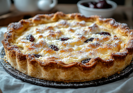 С чаем, кофе и молоком этот творожный пирог сочетается на ура: остается вкусным на второй день