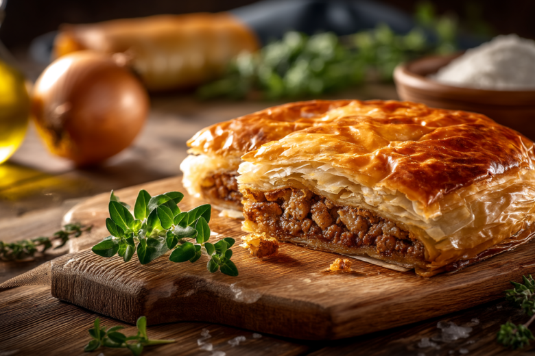 Пирог с мясом по-гречески: просто и вкусно