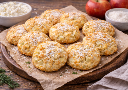 Некалорийная вкусняшка: творожно-яблочные коржики с кокосовой ноткой — пеку без угрызений совести и для себя, и для семьи