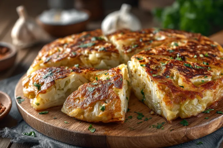 Пирог-лепешка с капустой: простой рецепт