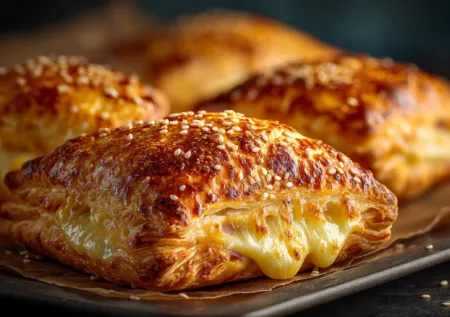 Ленивые пирожки с ветчиной и сыром из готового теста: печем за 20 минут