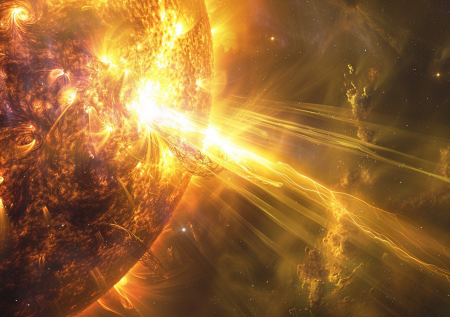 Двойной взрыв колоссальных масштабов вспыхнул на Солнце