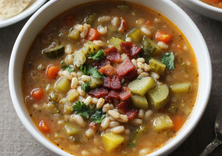 Надоели борщ и щи? Варю наваристый рассольник — с перловкой, солеными огурцами и дымком от грудинки