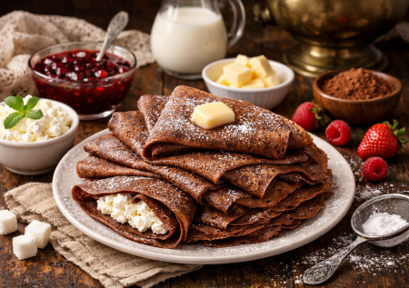 На Масленицу всех балую шоколадными блинами: хоть на завтрак, хоть на десерт — невозможно отказаться