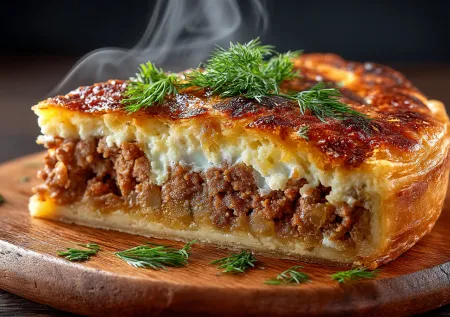 Забудьте про гарниры: мясной экспресс-пирог — сытный ужин «все в одном»!