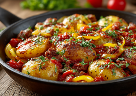 Реально вкусное блюдо из картошки и фарша в сковороде: сытный ужин для большой семьи