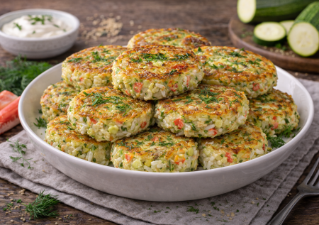 Биточки из крабовых, риса и кабачка — вкусные и очень удачные. Готовлю, когда не хочется мясного