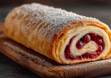 Замороженная вишня и пачка слоеного теста — идеальный дуэт для выпечки: готовим сладкий рулет