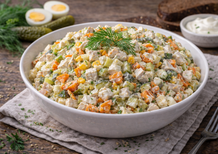 Салат «Советский» забыли, а он очень вкусный. Простой рецепт с курицей