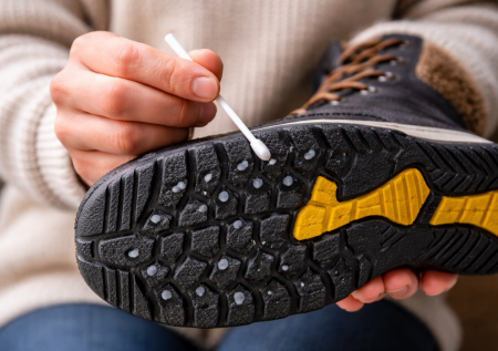 Протираю ваткой по подошве — больше не скольжу в самый лютый гололед: гениальный лайфхак