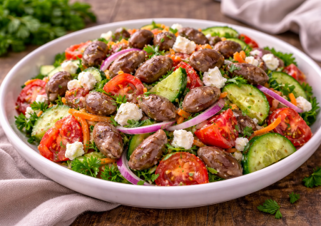 Попробовала в ресторане — и пропала: салат с куриными сердечками, от которого обалдеют все