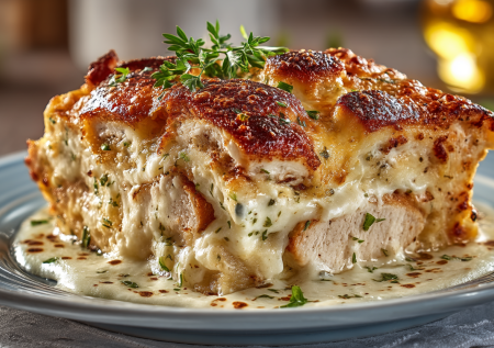 Только курица и сыр нужны для этого бесподобного горячего: сочная грудка гарантирована