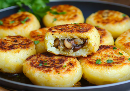 Смешайте пюре с яйцом, заверните грибную начинку — обжарьте до хруста. Аппетитные зразы «как у бабушки» — и ужин готов