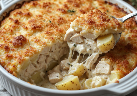 Забудьте о сковороде! Собираю слоями: картошка, курица, сыр и майонез. В горшочке — сочная запеканка с хрустящим сырным верхом