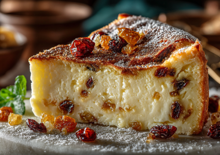 Итальянский творожный пирог «Торта-ди-ричотта» с изюмом — ваш новый любимый завтрак! Плотный, сытный, с цукатами. Вкус Италии