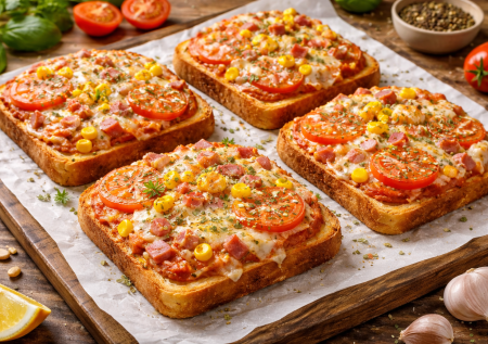 Ленивую пиццу делаю так: тостовый хлеб и вкусная начинка — простой рецепт на 10 минут