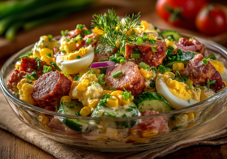 Обалденный салат с жареными сосисками: идеально как в дополнение, так и вместо ужина