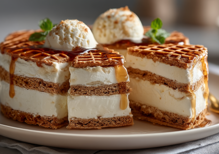 Торт-мороженное из вафельных коржей, сливок и сгущенки: элементарный рецепт
