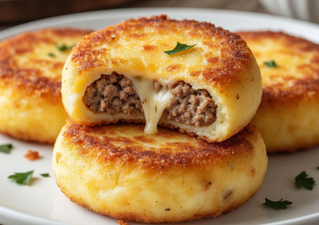 Картофель, фарш и одна хитрость: добавьте в начинку тёртый плавленый сыр.  Сочные зразы без лишнего масла к семейному обеду