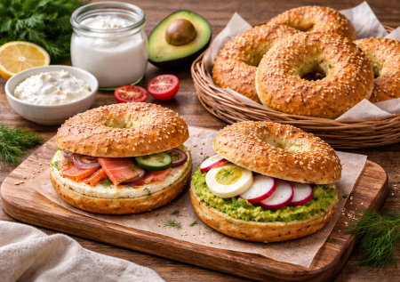 В них — любая начинка: бейглы или бублики из 1 авокадо и йогурта, классный рецепт для правильного питания