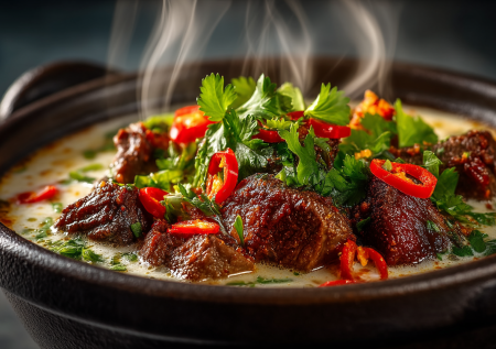 Нежный говяжий гуляш по-тайски: том-кха вместо сметаны. Кокос, лемонграсс и галангал творят чудеса с мясом