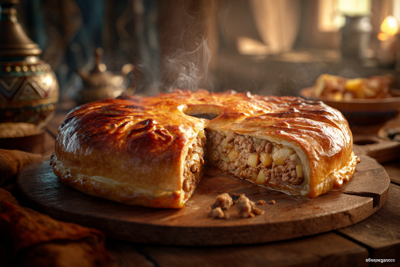 Мясной пирог из готового теста