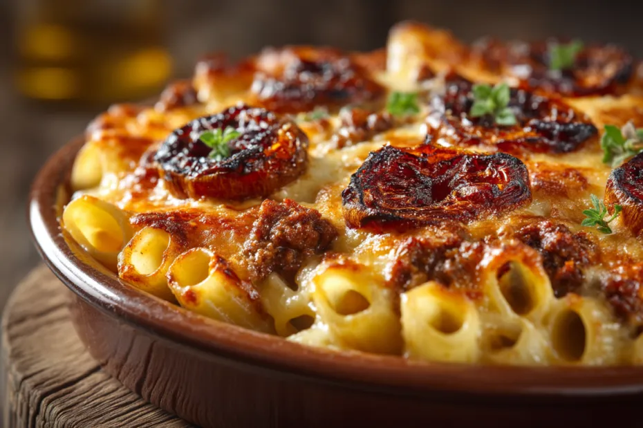 Макароны с фаршем в духовке с азиатской ноткой