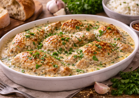 Простой рецепт шкмерули вместо гуляша: курица в сливочно-чесночном соусе — простой рецепт на обед и ужин
