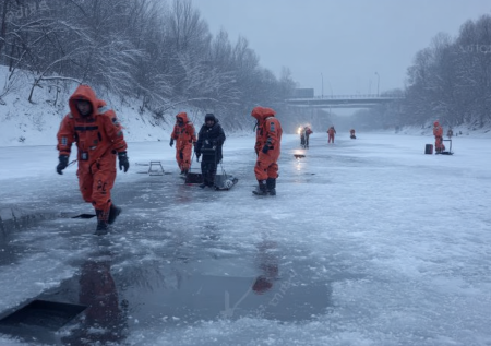 Поиск провалившихся под лед детей в Брянске осложнился из-за непогоды