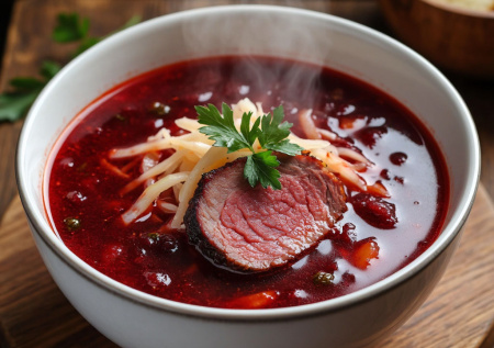 Свекла, капуста и кусок грудинки — моя «зимняя» версия борща. Кисло-сладкий, насыщенный и со сметаной — объедение