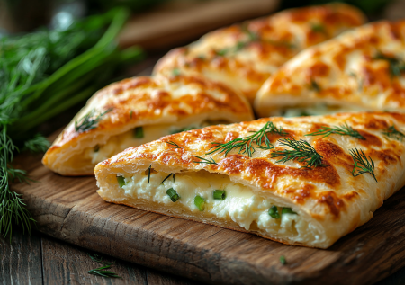 Творожные хачапурики с зеленым луком и сыром. Мягкие внутри, румяные снаружи — готовятся просто, съедаются мгновенно!