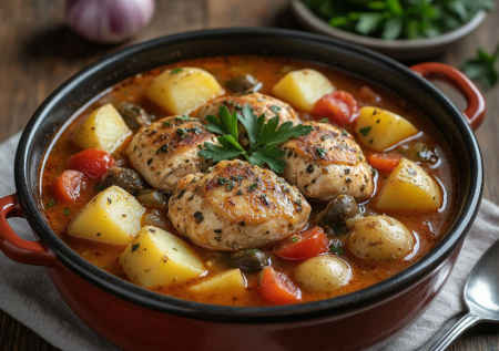 Когда лень готовить, делаю чанахи по-грузински: курица, картошка, овощи — и в духовку. Через час готово и мясо, и гарнир