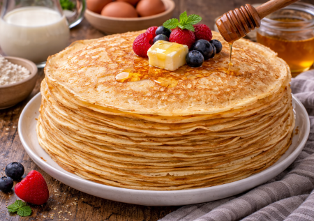 На 700 мл молока возьмите 220 г муки: блинчики к Масленице, которые получаются у всех