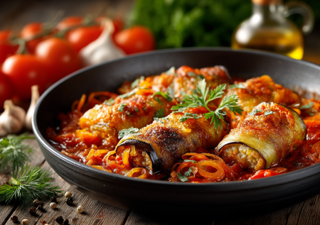 Рулетики из баклажанов с фаршем: горячее, к которому не нужен гарнир