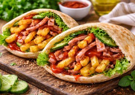 Вместо бургеров и шаурмы: пита — новая любовь. Кармашки с картошкой и ветчиной — просто и вкусно