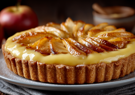 Яблочный пирог с заварным кремом: тонкая основа и много нежной начинки — пошаговый рецепт