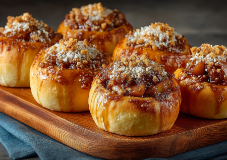 Яблочные пышки с крошкой штрейзель: сладкий аромат от этих булочек стоит на весь дом