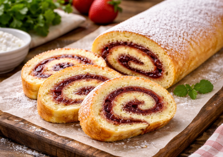 Беру варенье и 3 яйца — быстрый рулет к чаю: самый простой и вкусный десерт из одного коржа